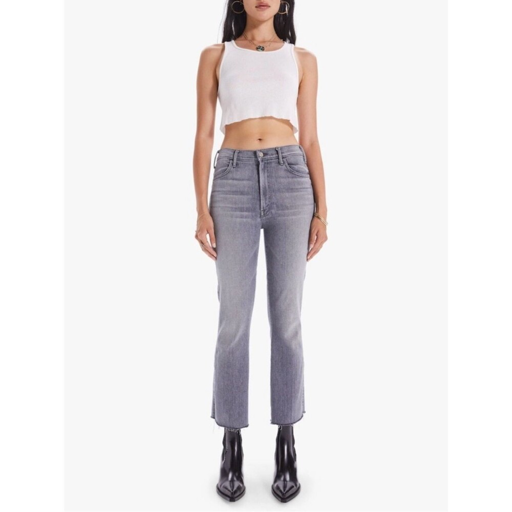 Mother Jeans Womens 28 Gray Stretch Denim The Hustler Ankle Fray Daytona Nights